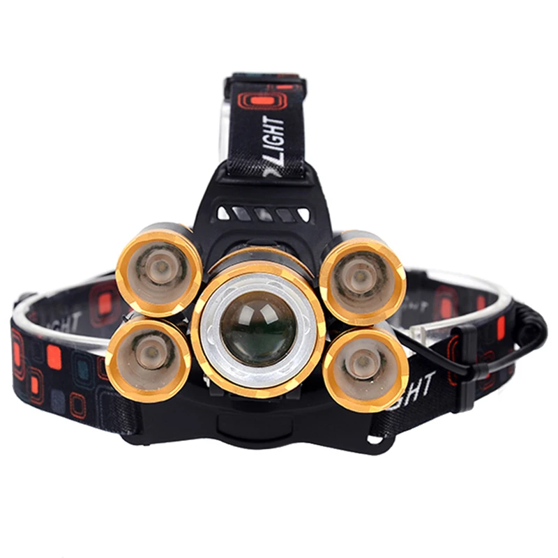 Zoomable Led Headlamp Rechargeable Headlight Torch 5 Chip XM L T6 9000