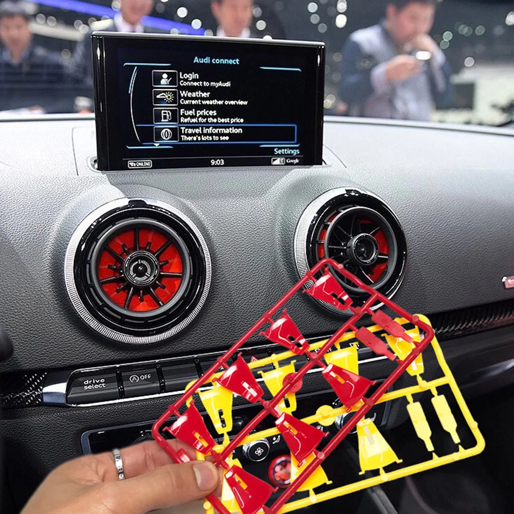 

For Audi A3/S3 2014-2016 Car Air Panel Outlet Modified decorative stickers Ventilation trim blade modification RS3 red,yellow