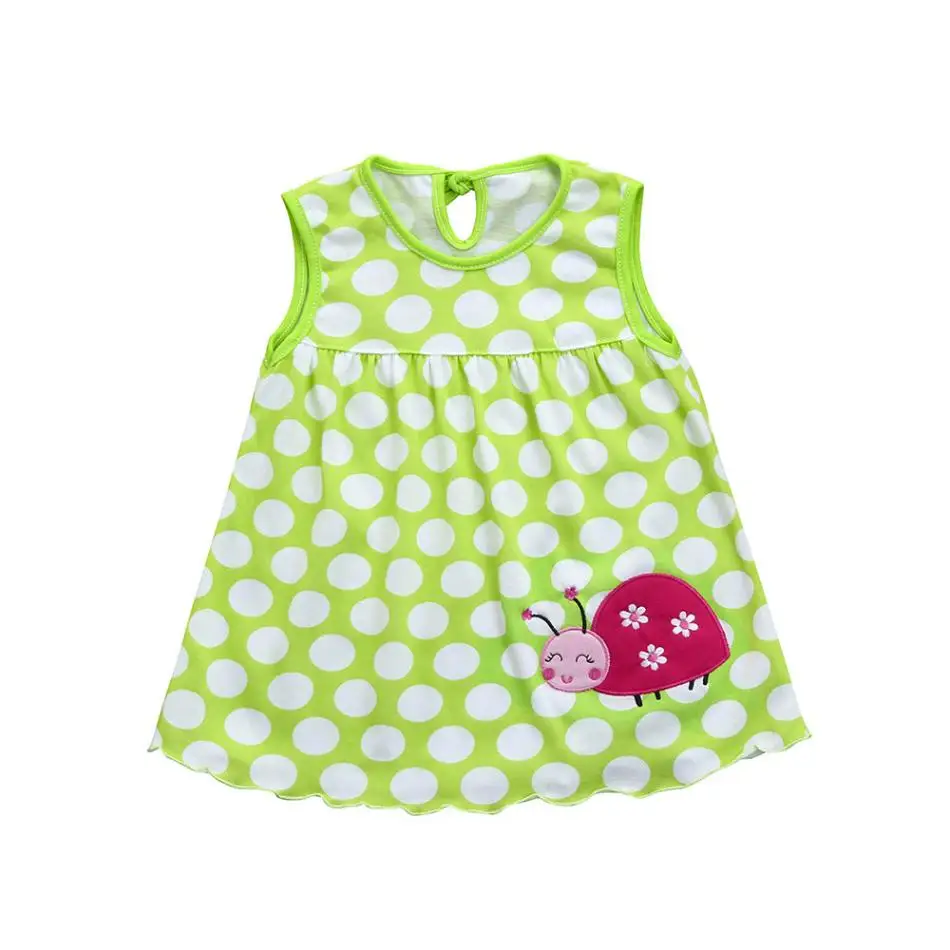 Новинка года; модное милое Хлопковое платье в полоску с цветочным принтом для малышей; футболка; жилет; прекрасный подарок высокого качества - Цвет: Green
