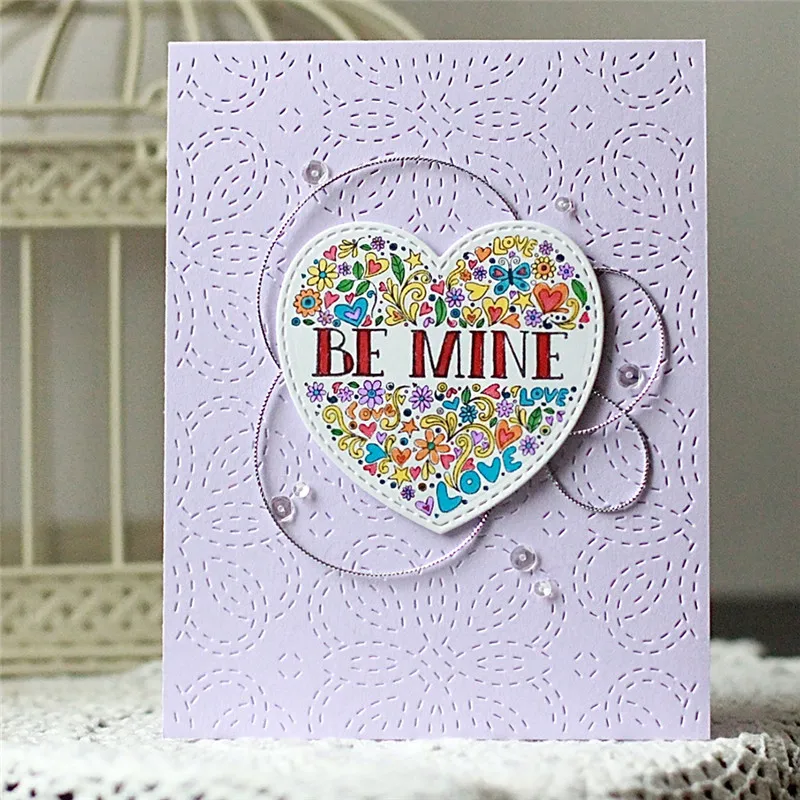 

Naifumodo Metal Cutting Dies Scrapbooking For Card Making DIY Embossing Cuts New Craft Dual Stitched Heart Kisses Word Die Set