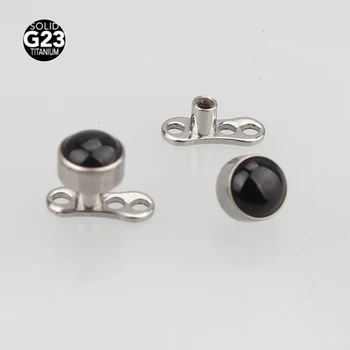 

High Polished Titanium G23 Black Onyx Stone Micro Dermal Anchor Skin Diver Piercing Body Jewelry