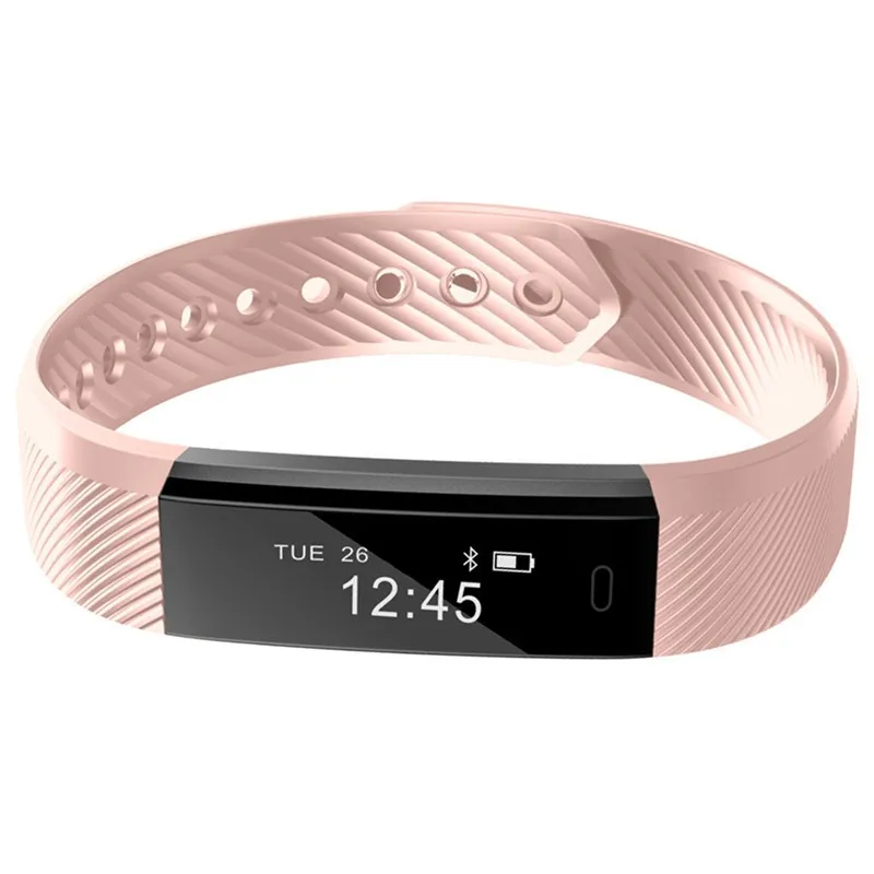 ID115 фитнес-трекер умный Браслет Шагомер Bluetooth Smartband сердечного ритма водонепроницаемый трекер сна наручные часы - Цвет: pink