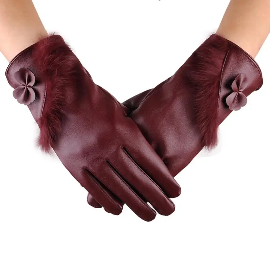Feitong женские теплые кожаные водонепроницаемые перчатки для вождения на полный палец# A25