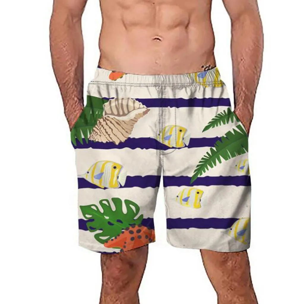 Для мужчин пляжные брюки весной и летом прямо пляжный большого размера Fit 3D спортивный быстрый сухой Рубашки домашние карманов свободные