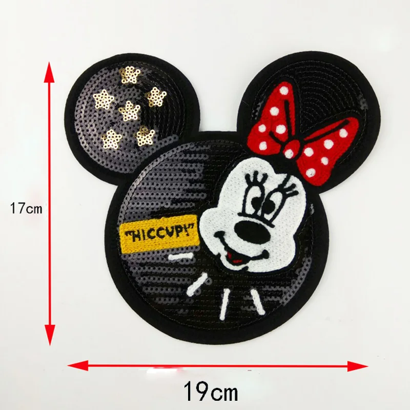 

Big size Embroidered Sew-On Patches Clothes Sewing Mickey Clothing DIY Motif Applique Sticker Sequins handmade patch Minnie