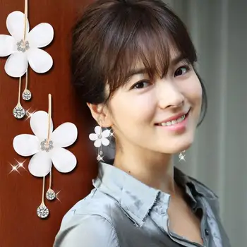 

2019 Fashion Elegant Acrylic Zircon Tassel Earrings Circle Transparent Flowers Women's Long Earrings Wholesale Crystal Earrings