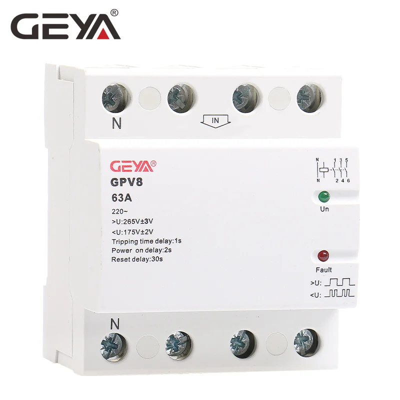 

Free Shipping GEYA GPV8-63U 220VAC Self Recovery Over Voltage and Under Voltage Protection Relay 32A 40A 50A 63A