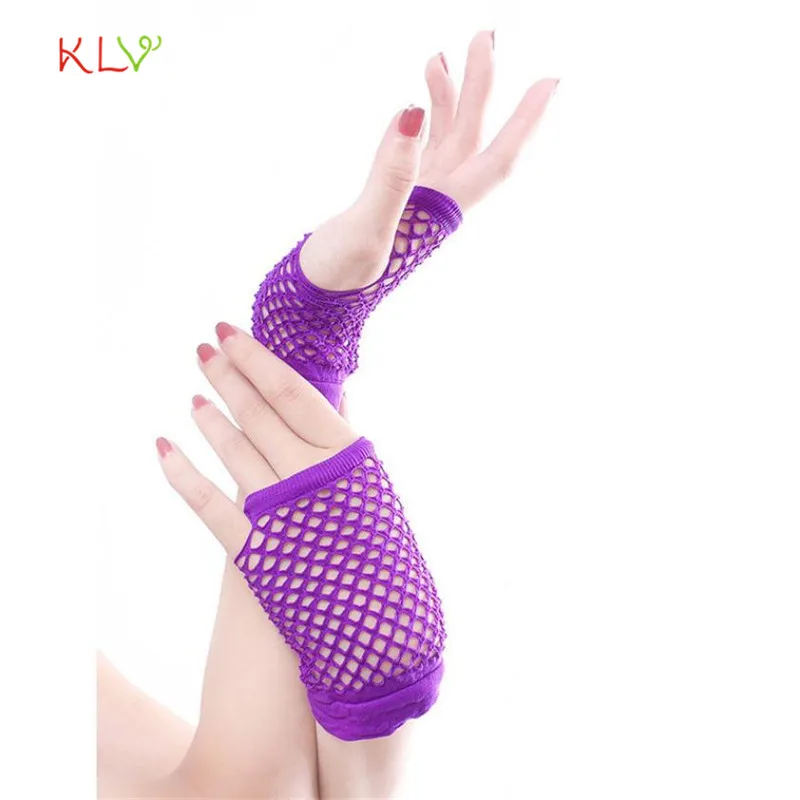 

Women Gloves Punk Goth Lady Disco Dance Costume Lace Fingerless Mesh Fishnet Gloves 17SEP14