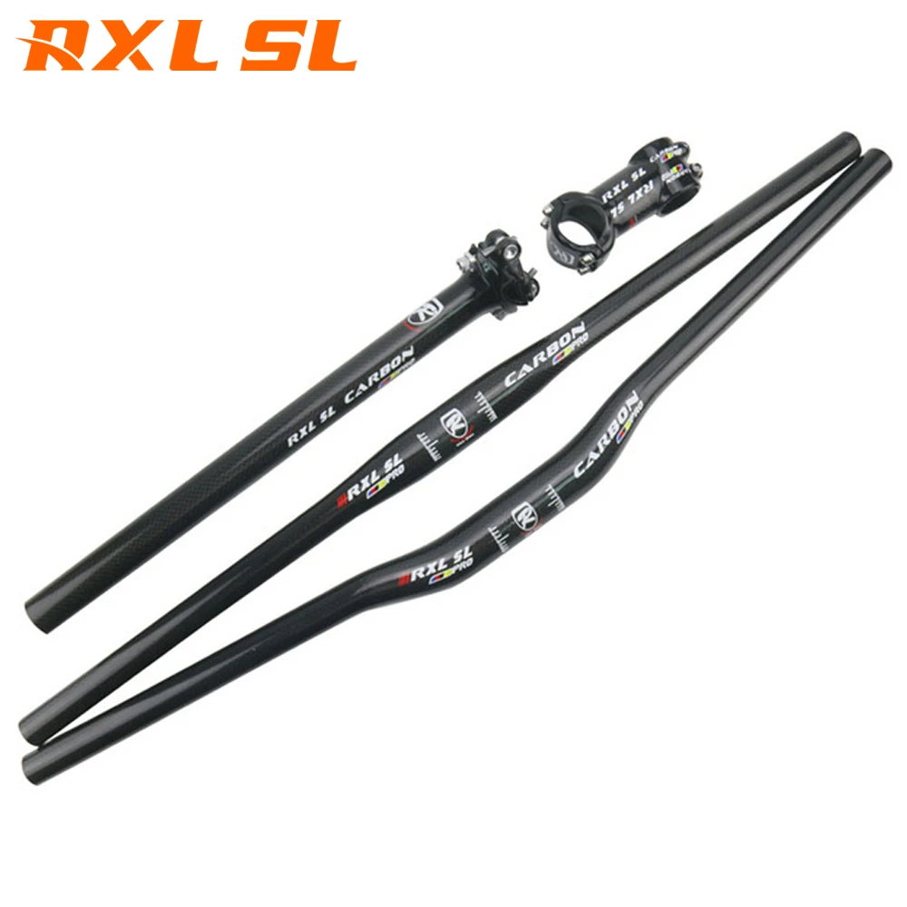RXL SL Bicycle handlebar Carbon fibre Handlebar MTB Black Seatpost 31.6mm Bike Stem Cycling
