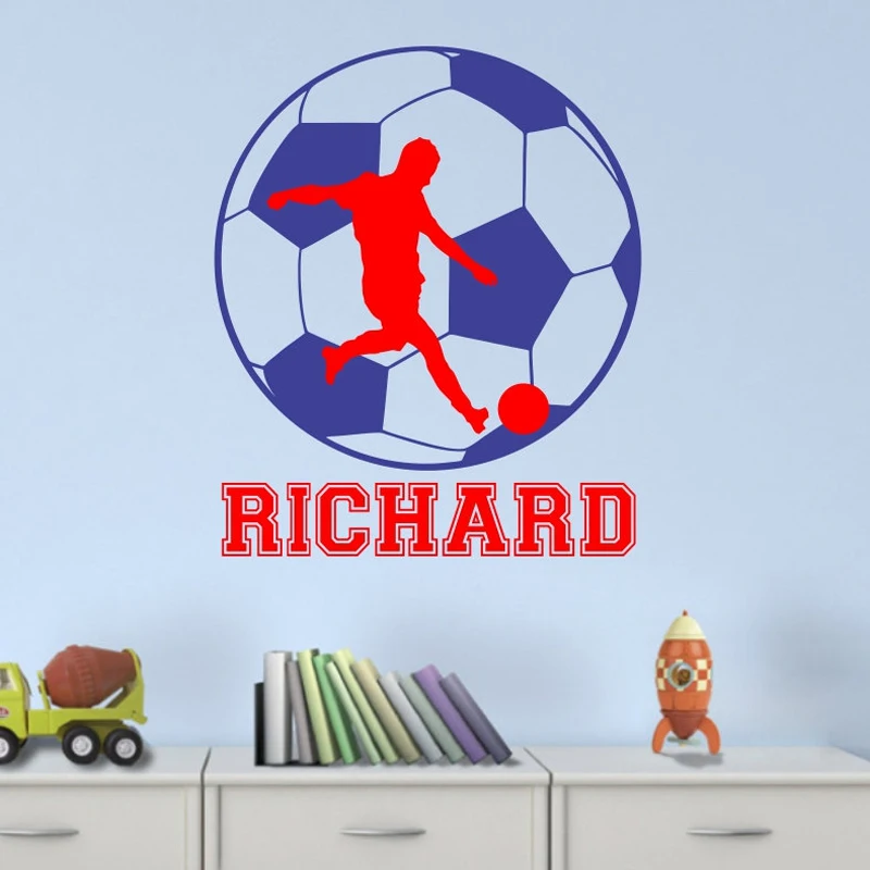Soccer Wall Decal with Personalized Name Removable Vinyl Sport Wall