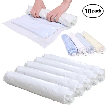 

TAILI 10PCS Hand Rolling Vacuum Bag Easy Folding Compressed For Travel Storage Save Space
