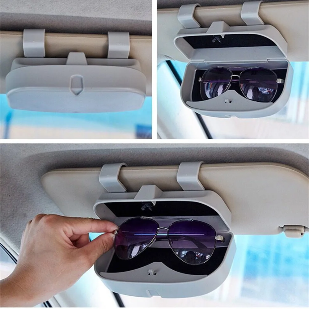 Glasses Case Organizer Box Sunglasses Holder Storage Pockets for Renault Koleos Kadjar Duster for Samsung Glasses Black (5)