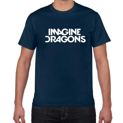 Новинка, футболка для мужчин в стиле Харадзюку с надписью IMAGINE Dragon pok, хлопок, повседневная рок-группа, уличная одежда, мужская футболка - Цвет: purplish blue