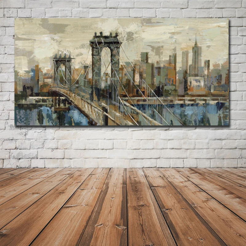 Scandinavian Style Bridge Landscape Canvas Print Large Wall Art Posters and Prints Quote Vintage Wall Pictures for Living Room
