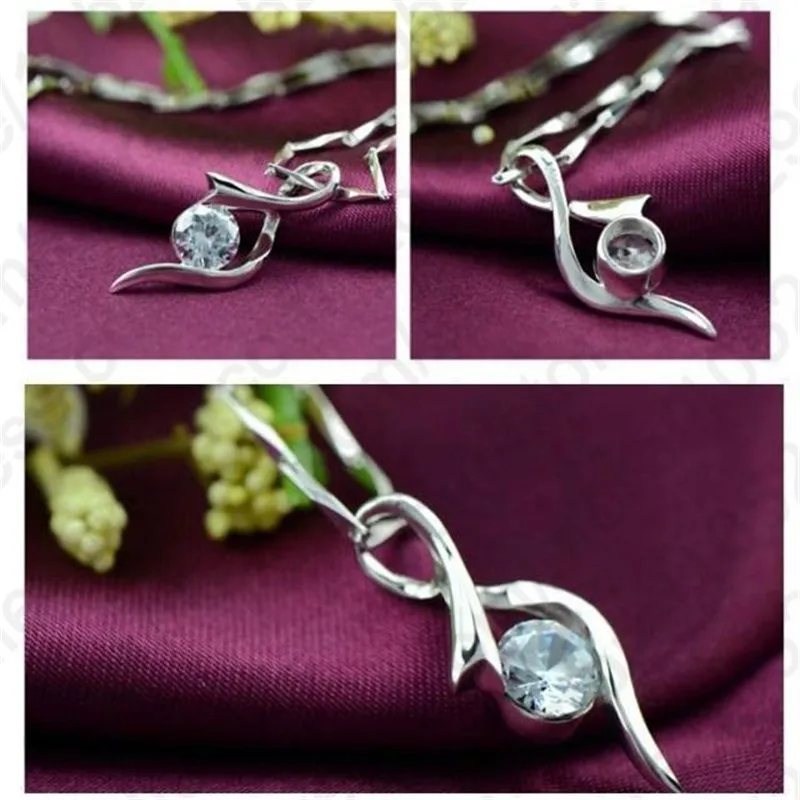925 серебряная цепь Новое поступление европейский стиль для женщин Девушка подарок подвеска с кубическим Цирконом ожерелье