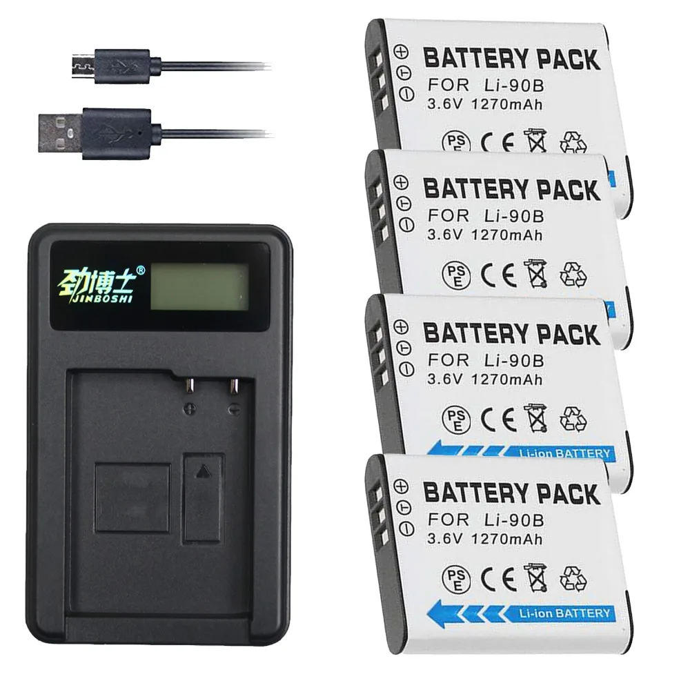 

Hot 4X LI-90B LI 90B LI90B Rechargeable Battery+LCD USB Charger for Olympus Tough TG-1 iHS TG-2 iHS TG-3 TG-4 SH50 iHS SH60 L25