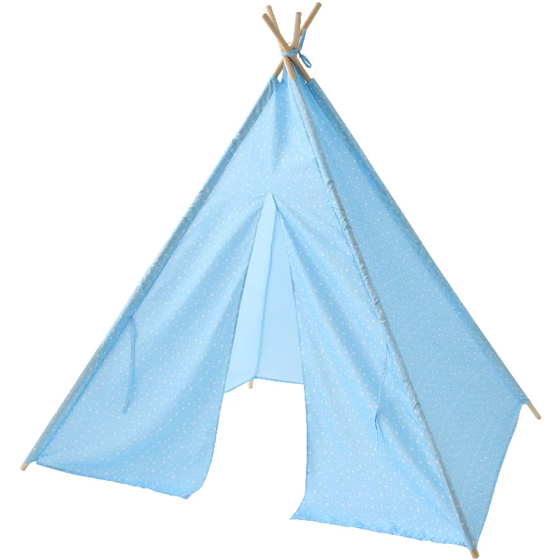 Детская палатка игровой домик для детей палатка-Типи украшение детской комнаты складной игрушечный вигвам детская каюта wigward Экстра 5 USD купон - Цвет: Blue Star