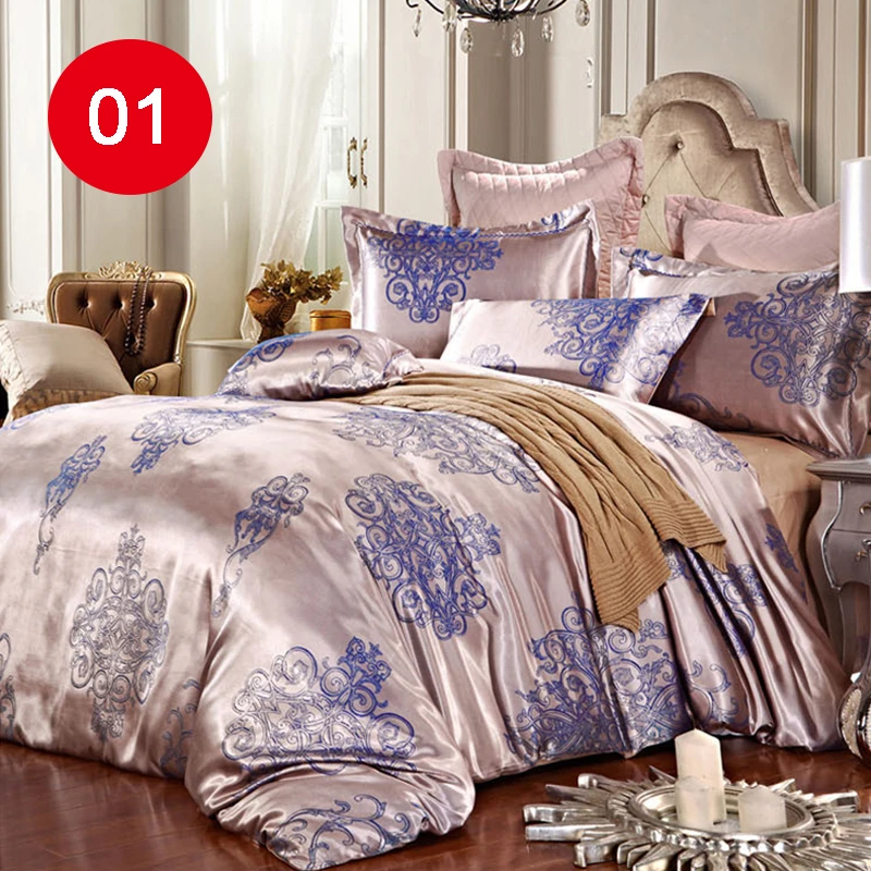 Buy Luxury Jacquard Fabric Silk Cotton Bedding Set