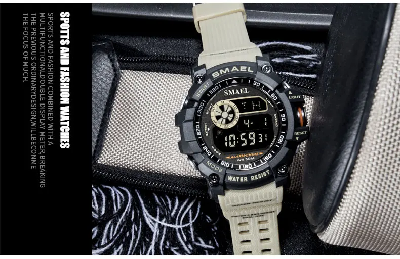 Цифровые наручные часы Военные Спортивные SMAEL мужские часы 50 м водонепроницаемый светодиодный Будильник Relojes Hombre8010 спортивные мужские часы S Shock
