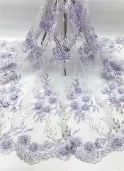 

Latest white French Nigerian 3D applique Tulle Lace Fabrics High Quality Tulle African Laces Fabric For Wedding dress NH-002