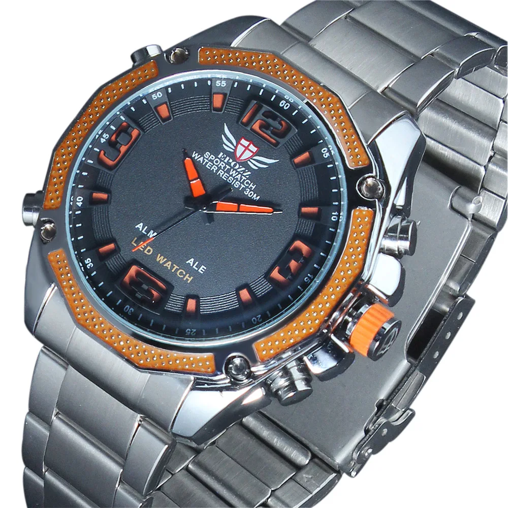 Men Sport watch Top Luxury Brand Epozz Alloy Dial Stainless Steel watchband orange color
