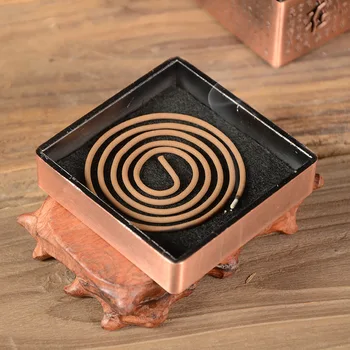 

F 2 Hours Alloy Coil Cense Burner Creative Home Decorations Antique Heart Sutra Copper Incense Holder Bodhi Teaf Sandalwood Base