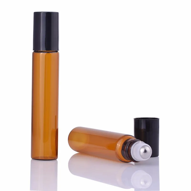 50pcs/lot 10ml  Amber Glass Roll On Refillable Perfume Bottle Empty Essential Oil Case With Plastic Cap sealing sticker for plastic glass bottle sealing self adhesive to prevent leakage of cosmetic container