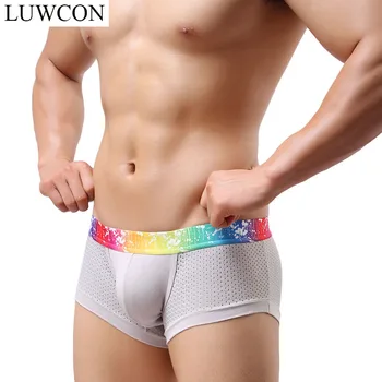 

LUWCON Brand Modal Men Boxers Mesh Men's Underwear Boxer Shorts Breathable Solid Underpants Panties Men ST08