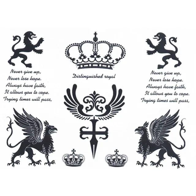 tattoo temporary letters Fake Tattoo Waterproof Crown Royal Temporary Lion Stickers
