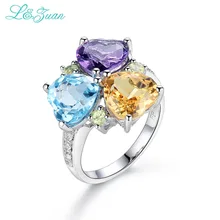 I & Zuan 925 Sterling Silver naturalny ametyst/Topaz/Citrine 3 kolorowe pierścienie dla kobiet Love Heart Shape Stone Fine Jewelry 5393K