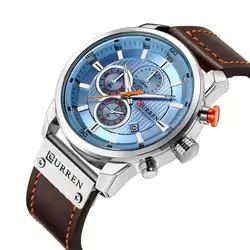 Curren Мужские часы водонепроницаемые Хронограф Спортивные Военные мужские часы лучший бренд роскошные кожаные мужские наручные часы Relogio