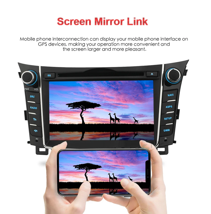 Perfect 7" IPS Android 8 Car DVD Auto Radio For Hyundai I30 Elantra GT 2011-2016 2 Din GPS Navigation Multimedia FM RDS Video Stereo 12