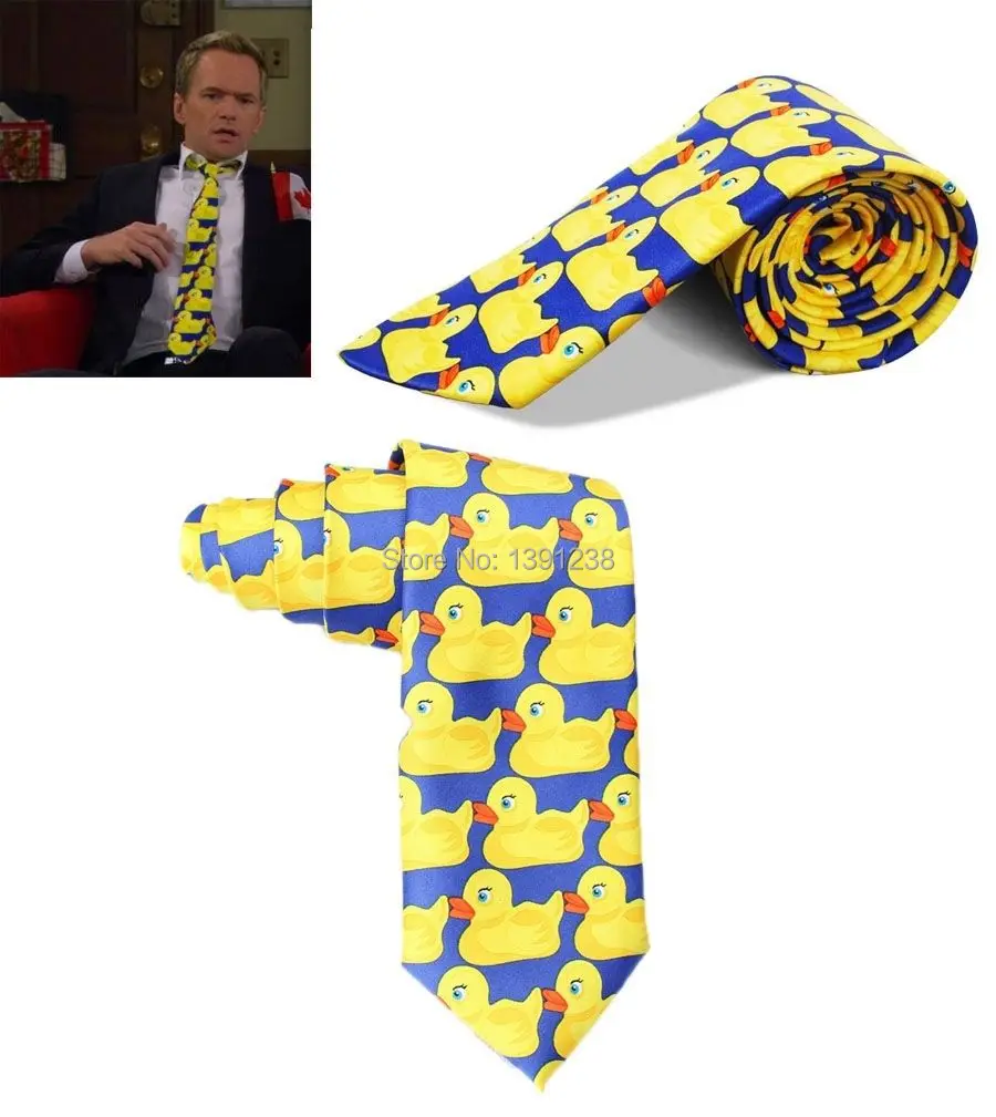 

HIMYM Yellow Duck Blue Tie How I Met Your Mother Barney's Ducky Tie Necktie New