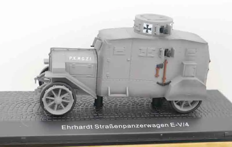 1/43 Ehrhardt E-V/4 Первая мировая война немецкие бронированные машинки, игрушка из сплава, литая под давлением Коллекционная модель автомобиля, игрушечные машинки для детей