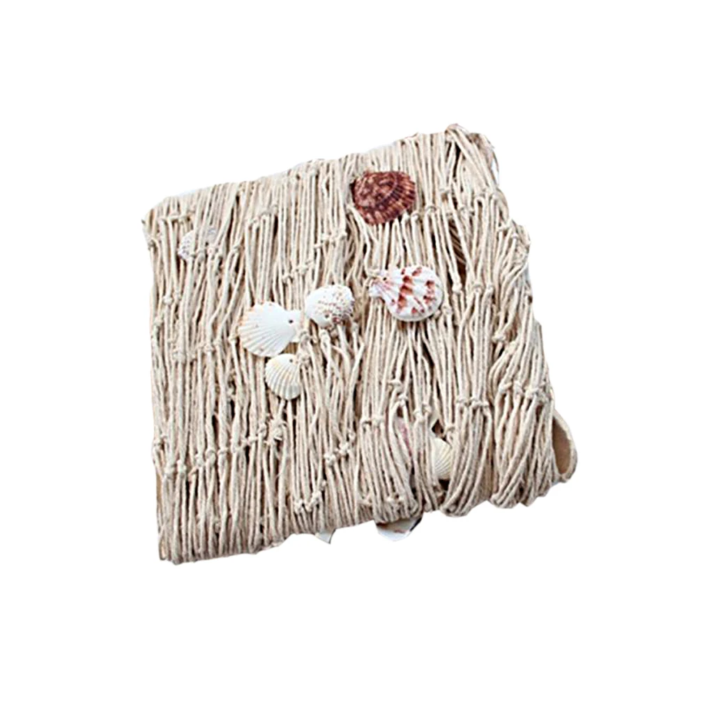 2x4M Nautical Fishing Net Shell Photo Prop Beach Scene DIY Party Decor Beige