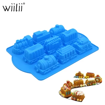 

Train Silicone Pudding Mold For Cookie Pastries Ice Cream Molds DIY Fondant Cake Decor Soap Clay Chocolate Candy Mould Bakeware