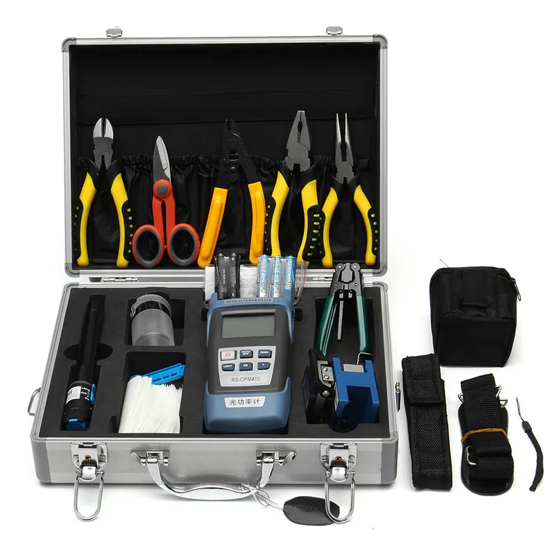 

25pcs Fiber Optic FTTH Tool Kit with F C-6S Cleaver Optical Cleaver Power Meter Hand Tool Sets Repair Tools Kit