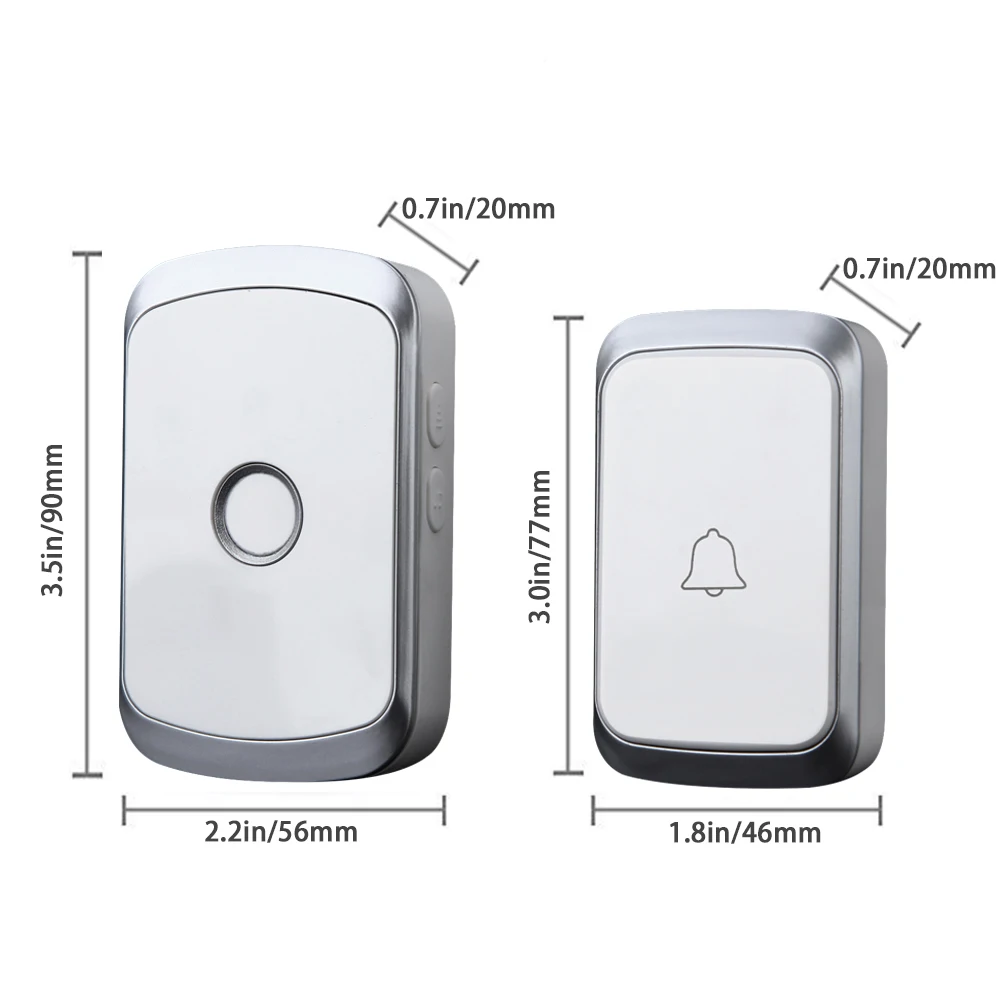 WEMEDA Newest Wireless Doorbell Waterproof Battery Button EU Plug Receiver 36 Chimes 4 Volume LED Light Home Cordless Bell WEMEDA Newest Wireless Doorbell Waterproof Battery Button EU Plug Receiver 36 Chimes 4 Volume LED Light Home Cordless Bell