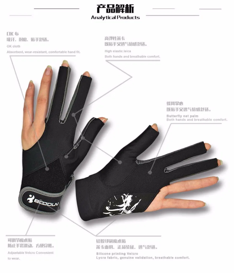 Finger Glove Billiard Gloves Boodun Sarung Tangan Billiard