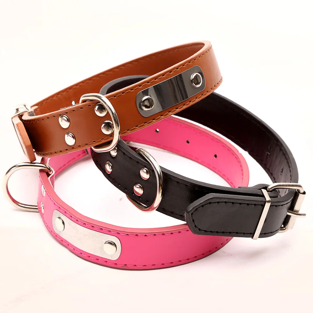Pet dog collar leather Iron collar may lettering simple and durable affordable dog supplies