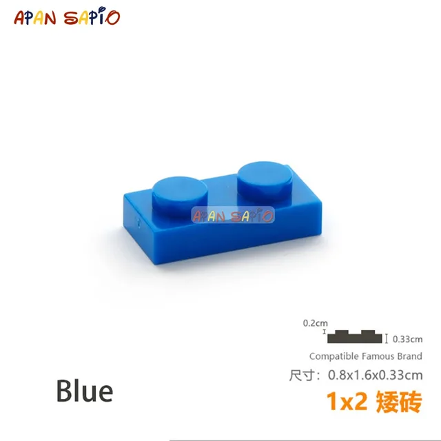 50pcs/lot DIY Blocks Building Bricks Thin 1X2 Educational Assemblage Construction Toys for Children Compatible With Brand 2
