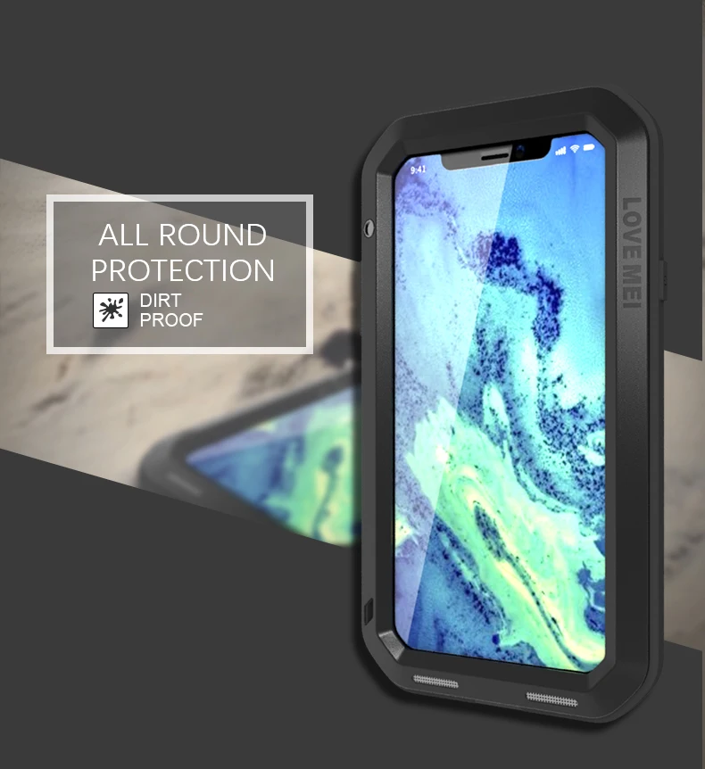 Gorilla glass film gift) металлический водонепроницаемый чехол LOVE MEI для Apple iPhone X