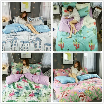 

NEW Hylaea Flamingo Pattern 3pcs Duvet Cover Pillowcase Bedding Set Kids Child Soft Cotton Bed Linen Single Twin Queen King Size
