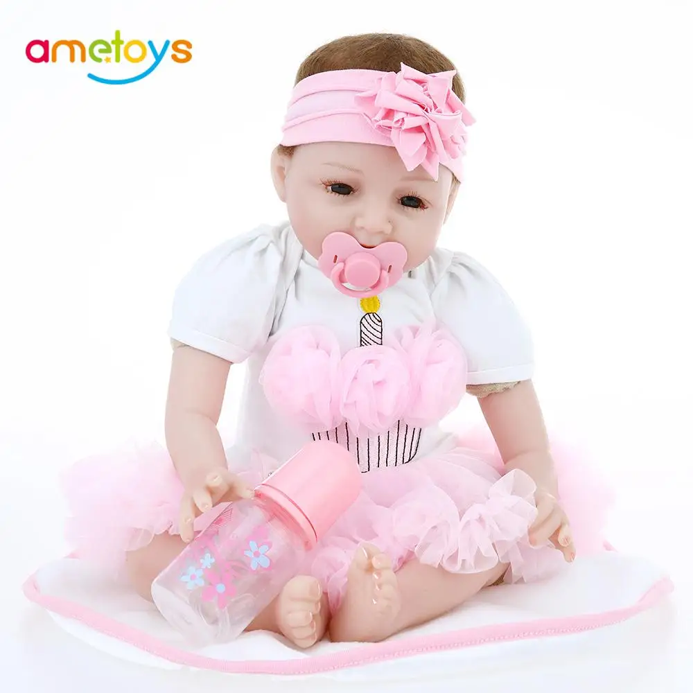 

22" Soft Silicone Reborn Baby Doll Toys Lifelike 40cm Vinyl Reborn Babies Play House Bedtime Toys Birthday Gift for Girl