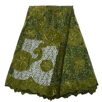 

African Lace Fabric 2019 Green Nigerian Laces Fabric Bridal High Quality French Tulle Lace Fabric For Women Dress HJ1562-1