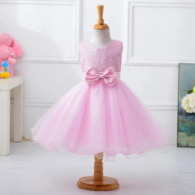 

Fashion Layered Tutu Dress Girls Sequin Bow Children Clothing Robe Fille Enfant Summer Girls Dresses For Party And Wedding TZ171