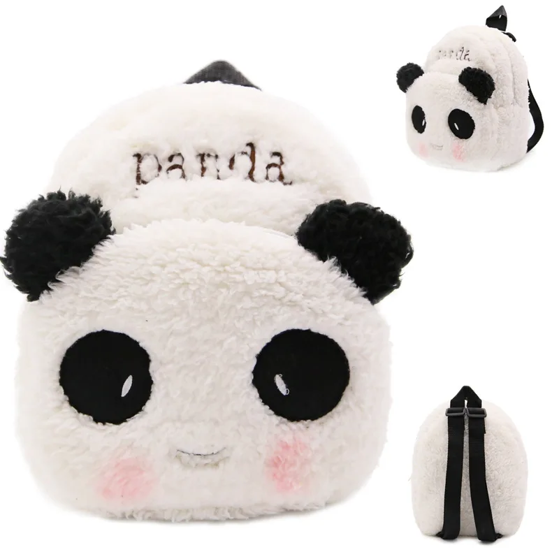 Plush Backpack Toys Plush Kids Handbags Cartoon Backpack Handbag Panda Pattern Plush Schoolbag for 1-3 Years