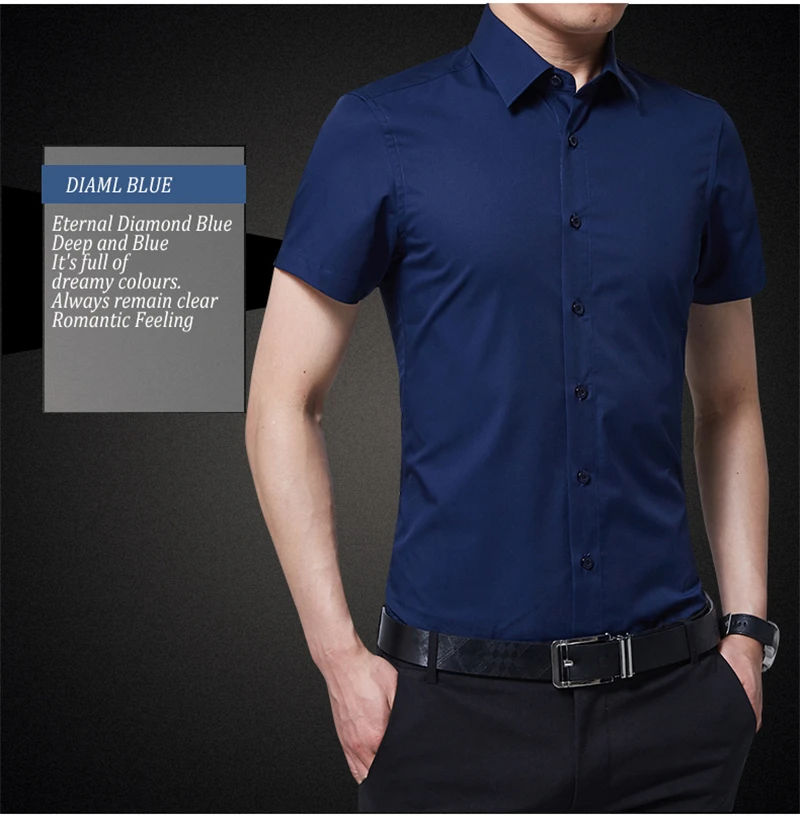 BROWON Brand New Formal Shirt Men Short Sleeve Shirt Turn Down Color Slim Fit Casual Shirt Plus Size M-5XL Camisa Masculina12