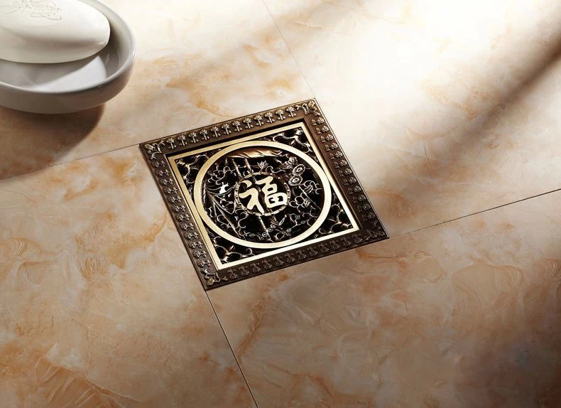 12*12cm New Arrival Antique Bronze Finish Fashion Design Euro Square Floor Drain Shower Drain Bathroom Furniture HJ-8701T