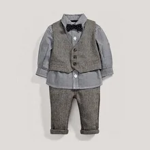 

toddler boy wedding clothes formal suit gentleman boy clothes kids vest + white shirt +pant children clothing manufacture 3 pcs
